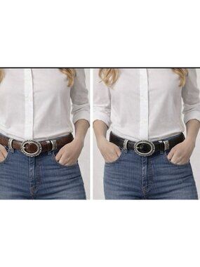 LAKE SHORE DRIVE ACCESSORIES WOMEN'S BELT REVERSIBLE BLACK/BROWN XL EMBOSSED NEW